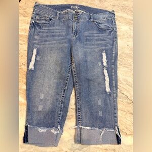 Reign Distressed Jeans Size 20 Plus Raw Hem Stretch Denim Mid Rise